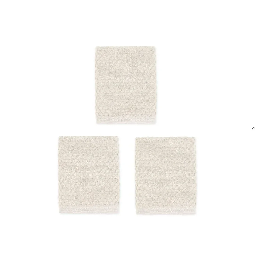 3 new Wild Sage Savannah Quick Dry 90% Cotton 10% Polyester WASHCLOTHS in IVORY